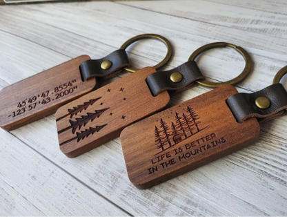 Custom Wood and Leather Keychain