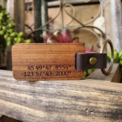 Custom Wood and Leather Keychain