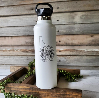 24 Oz. Water bottle - (your custom state) wildflower